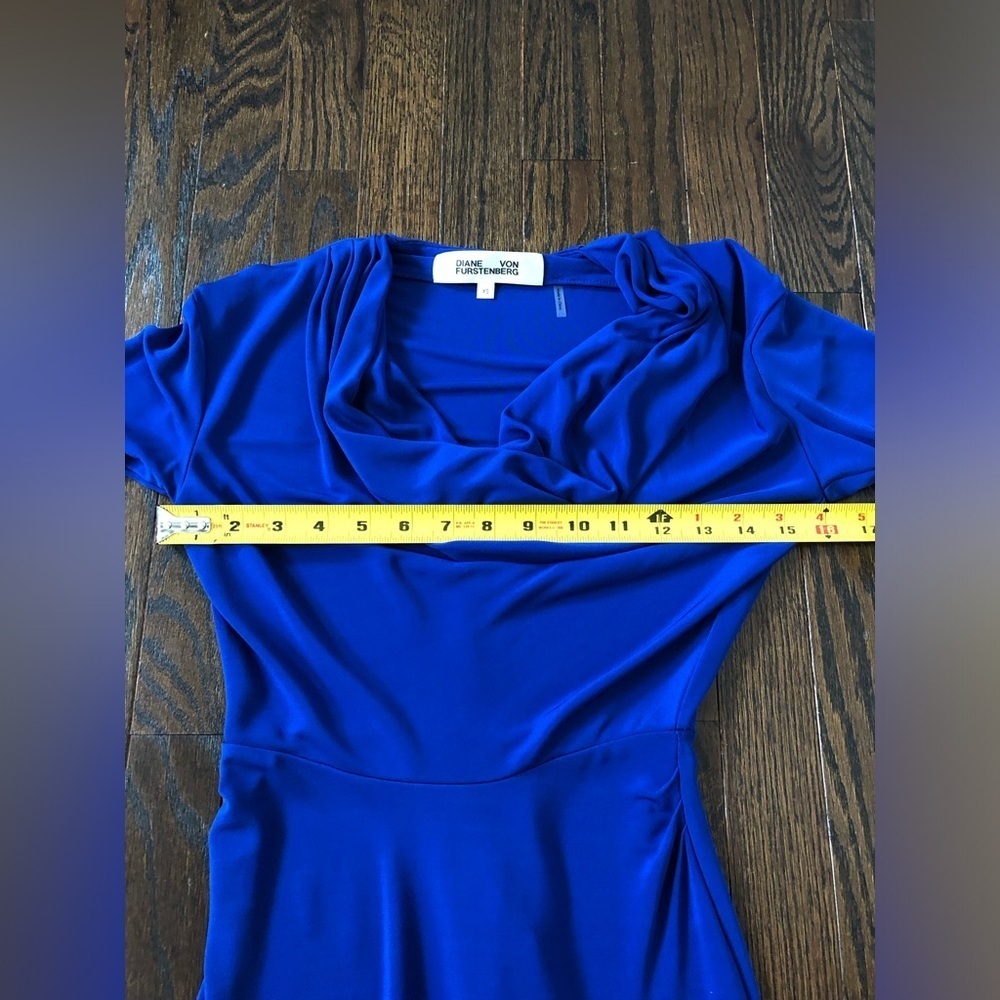 Diane von Furstenberg Women’s XS Royal Blue Joanie Long-Sleeved Ruched Dress - Picture 8 of 11